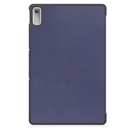 For Lenovo Tab P11 Gen 2 Custer Pure Color 3-Fold Holder Leather Smart Tablet Case(Dark Blue) - Lenovo by buy2fix | Online Shopping UK | buy2fix