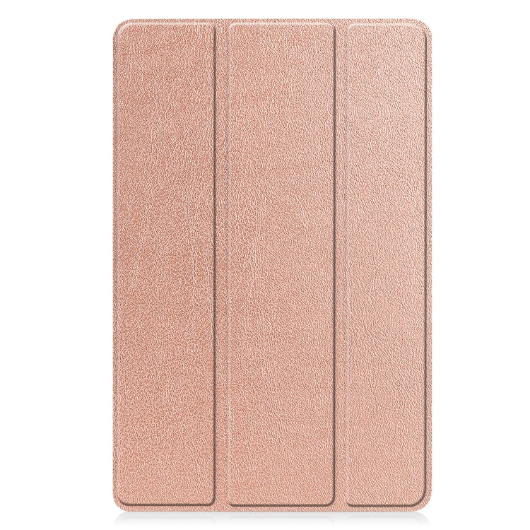 For Lenovo Tab P11 Gen 2 Custer Pure Color 3-Fold Holder Leather Smart Tablet Case(Rose Gold) - Lenovo by buy2fix | Online Shopping UK | buy2fix
