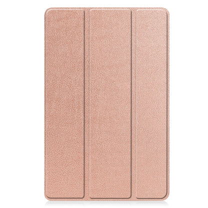 For Lenovo Tab P11 Gen 2 Custer Pure Color 3-Fold Holder Leather Smart Tablet Case(Rose Gold) - Lenovo by buy2fix | Online Shopping UK | buy2fix