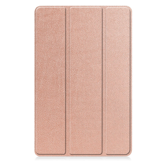 For Lenovo Tab P11 Gen 2 Custer Pure Color 3-Fold Holder Leather Smart Tablet Case(Rose Gold) - Lenovo by buy2fix | Online Shopping UK | buy2fix
