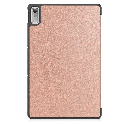 For Lenovo Tab P11 Gen 2 Custer Pure Color 3-Fold Holder Leather Smart Tablet Case(Rose Gold) - Lenovo by buy2fix | Online Shopping UK | buy2fix