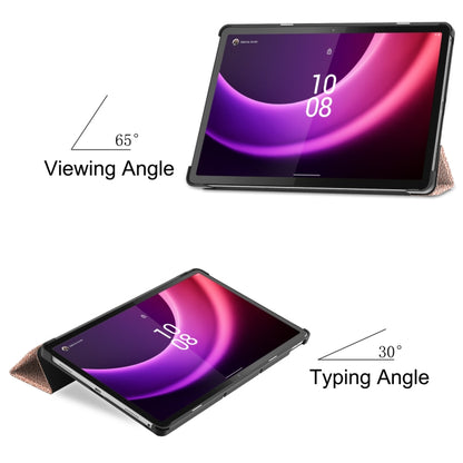 For Lenovo Tab P11 Gen 2 Custer Pure Color 3-Fold Holder Leather Smart Tablet Case(Rose Gold) - Lenovo by buy2fix | Online Shopping UK | buy2fix