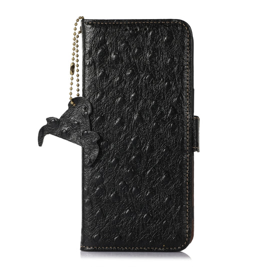 For Nokia X30 5G Ostrich Pattern Genuine Leather RFID Phone Case(Black) by buy2fix