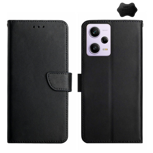 Pour Xiaomi Redmi Note 12 Pro 5G Chine Étui de téléphone à rabat en cuir véritable résistant aux empreintes digitales (noir)
