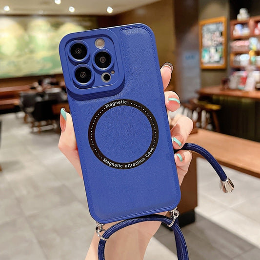 For iPhone 14 Pro MagSafe Magnetic Lanyard Phone Case(Blue) - iPhone 14 Pro Cases by buy2fix | Online Shopping UK | buy2fix