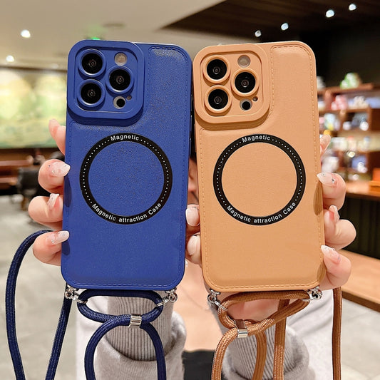 For iPhone 14 Pro MagSafe Magnetic Lanyard Phone Case(Blue) - iPhone 14 Pro Cases by buy2fix | Online Shopping UK | buy2fix
