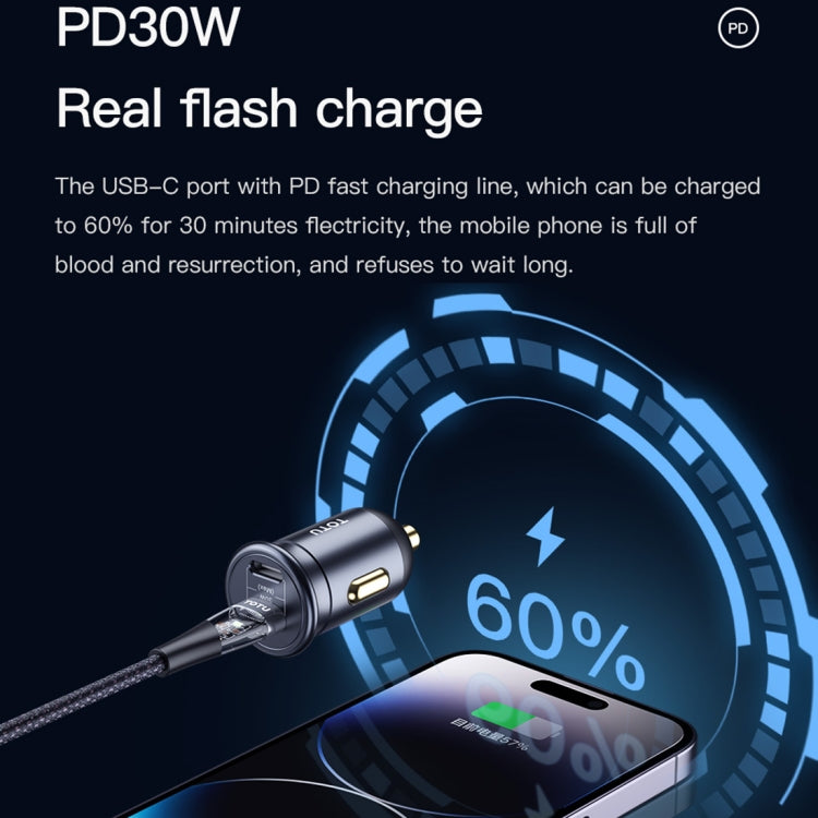 TOTUDESIGN 30W Car Fast Charging, Interface:USB-A + USB-C / Type-C - Car Charger by TOTUDESIGN | Online Shopping UK | buy2fix