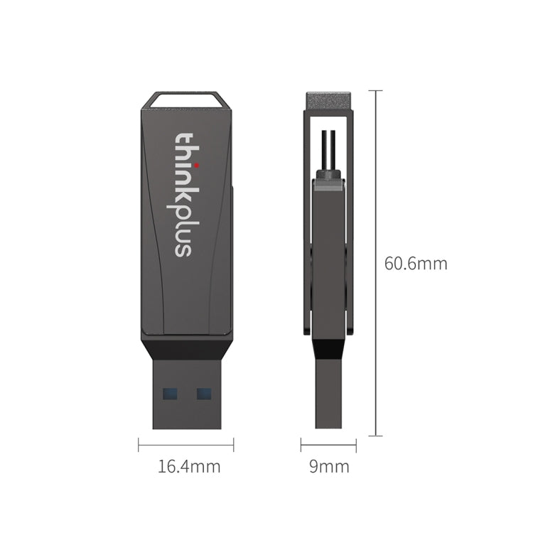 Lenovo Thinkplus MU252 USB 3.1 + USB-C / Type-C Flash Drive, Memory:64GB(Black) - USB Flash Drives by Lenovo | Online Shopping UK | buy2fix