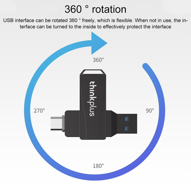 Lenovo Thinkplus MU252 USB 3.1 + USB-C / Type-C Flash Drive, Memory:64GB(Black) - USB Flash Drives by Lenovo | Online Shopping UK | buy2fix