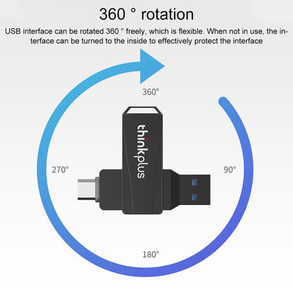 Lenovo Thinkplus MU252 USB 3.1 + USB-C / Type-C Flash Drive, Memory:64GB(Black) - USB Flash Drives by Lenovo | Online Shopping UK | buy2fix