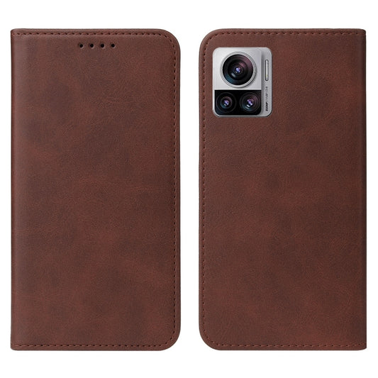 For Motorola Edge 30 Ultra Magnetic Closure Leather Phone Case(Brown) - Motorola Cases by buy2fix | Online Shopping UK | buy2fix