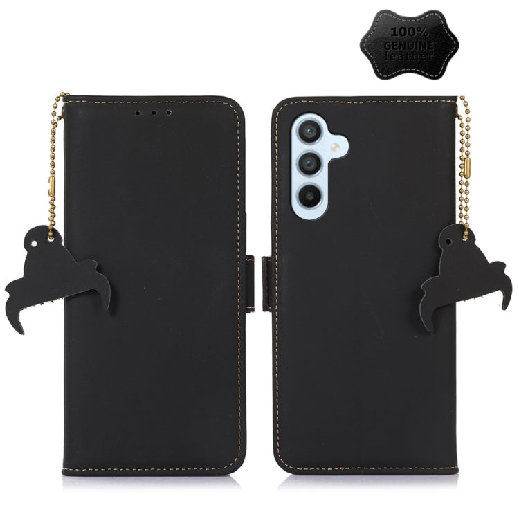 For Samsung Galaxy A54 5G Genuine Leather Magnetic RFID Leather Phone Case(Black) by buy2fix