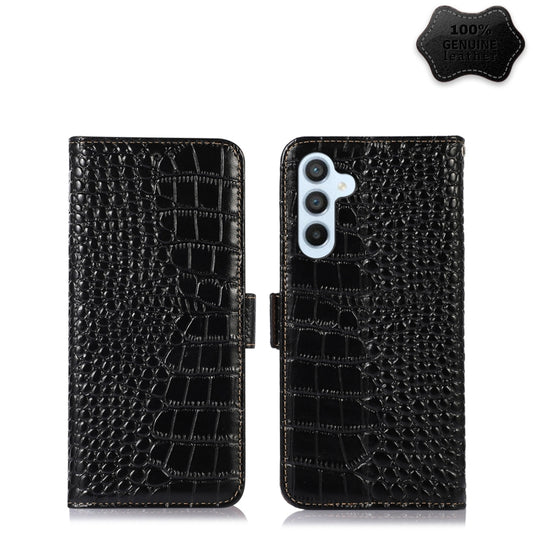 For Samsung Galaxy A54 5G Crocodile Top Layer Cowhide Leather Phone Case(Black) by buy2fix
