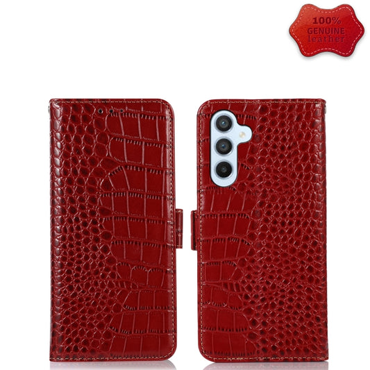 For Samsung Galaxy A54 5G Crocodile Top Layer Cowhide Leather Phone Case(Red) by buy2fix