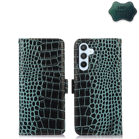 For Samsung Galaxy A54 5G Crocodile Top Layer Cowhide Leather Phone Case(Green)