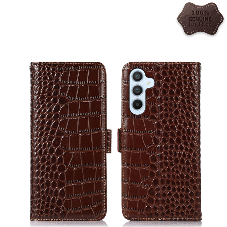 For Samsung Galaxy A54 5G Crocodile Top Layer Cowhide Leather Phone Case(Brown) by buy2fix