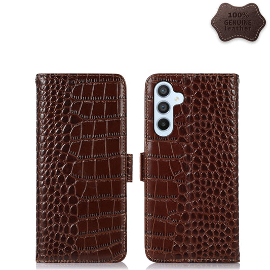 For Samsung Galaxy A54 5G Crocodile Top Layer Cowhide Leather Phone Case(Brown) by buy2fix