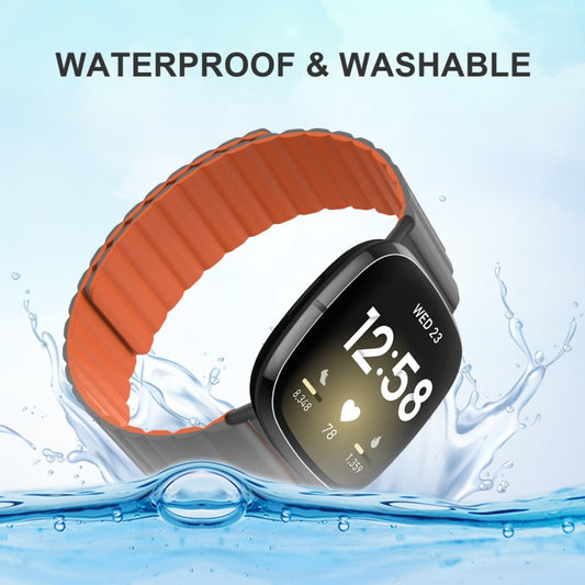 For Fitbit Versa 4 / Sense 2 Universal Magnetic Silicone Watch Band(Black) - Watch Bands by buy2fix | Online Shopping UK | buy2fix