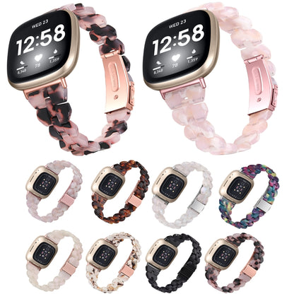 For Fitbit Versa 3 / Sense Universal Rhombus Resin Watch Band(Nougat) - Watch Bands by buy2fix | Online Shopping UK | buy2fix