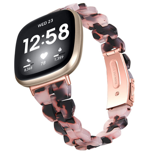 For Fitbit Versa 4 / Sense 2 Universal Rhombus Resin Watch Band(Tortoise Stone Flower) - Watch Bands by buy2fix | Online Shopping UK | buy2fix