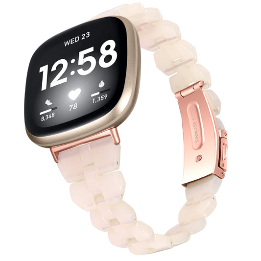 For Fitbit Versa 4 / Sense 2 Universal Rhombus Resin Watch Band(Mermaid Pink) - Watch Bands by buy2fix | Online Shopping UK | buy2fix
