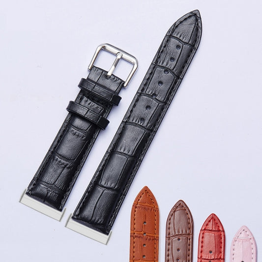 For Fitbit Versa 4 / Sense 2 Universal Crocodile Texture Genuine Leather Watch Band(Black) - Watch Bands by buy2fix | Online Shopping UK | buy2fix