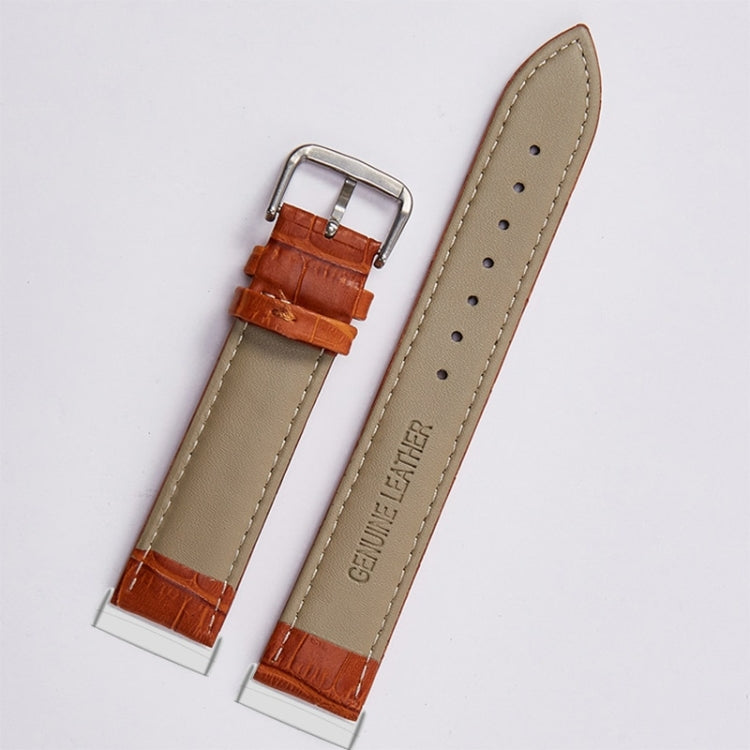 For Fitbit Versa 4 / Sense 2 Universal Crocodile Texture Genuine Leather Watch Band(Brown) - Watch Bands by buy2fix | Online Shopping UK | buy2fix