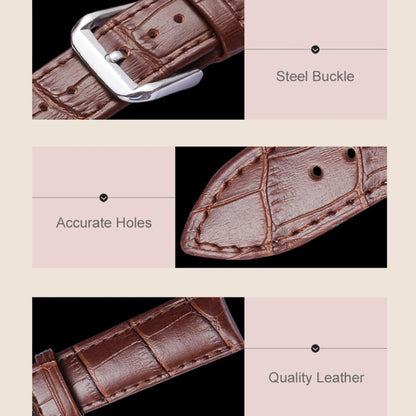 For Fitbit Versa 4 / Sense 2 Universal Crocodile Texture Genuine Leather Watch Band(Brown) - Watch Bands by buy2fix | Online Shopping UK | buy2fix