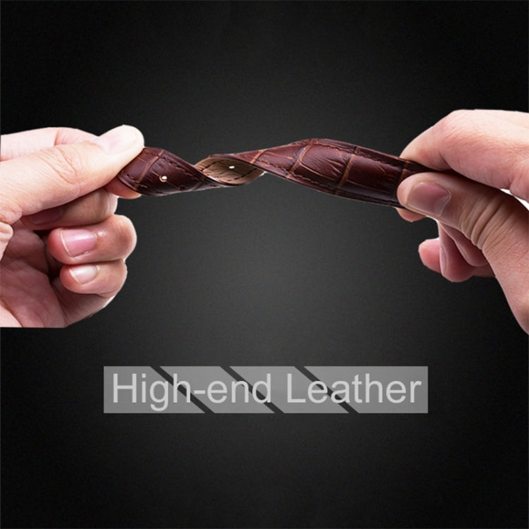 For Fitbit Versa 4 / Sense 2 Universal Crocodile Texture Genuine Leather Watch Band(Brown) - Watch Bands by buy2fix | Online Shopping UK | buy2fix