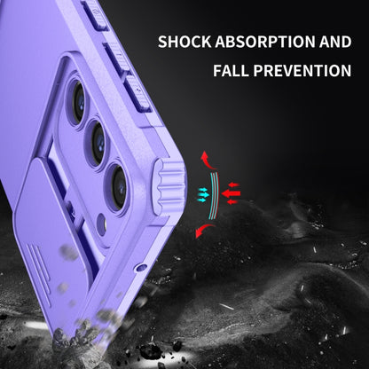 For Samsung Galaxy S23 5G Stereoscopic Holder Sliding Camshield Phone Case(Purple) - Galaxy S23 5G Cases by buy2fix | Online Shopping UK | buy2fix