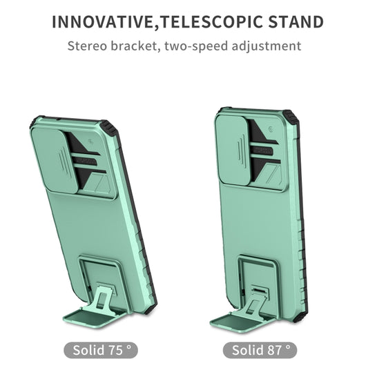For Samsung Galaxy S23 5G Stereoscopic Holder Sliding Camshield Phone Case(Light Blue) - Galaxy S23 5G Cases by buy2fix | Online Shopping UK | buy2fix