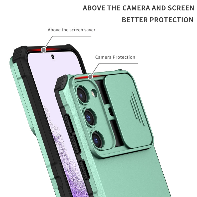 For Samsung Galaxy S23 5G Stereoscopic Holder Sliding Camshield Phone Case(Light Blue) - Galaxy S23 5G Cases by buy2fix | Online Shopping UK | buy2fix