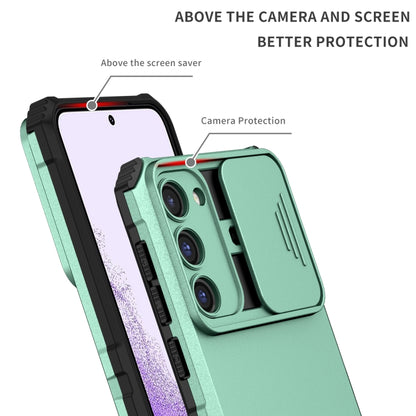 For Samsung Galaxy S23 5G Stereoscopic Holder Sliding Camshield Phone Case(Light Blue) - Galaxy S23 5G Cases by buy2fix | Online Shopping UK | buy2fix