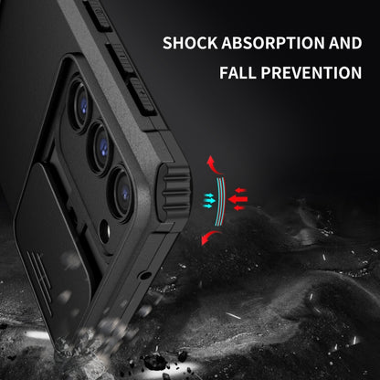 For Samsung Galaxy S23 5G Stereoscopic Holder Sliding Camshield Phone Case(Black) - Galaxy S23 5G Cases by buy2fix | Online Shopping UK | buy2fix