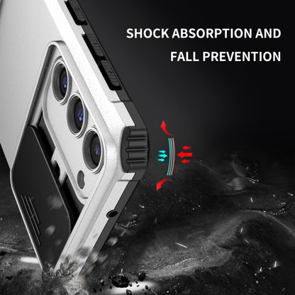 For Samsung Galaxy S23 5G Stereoscopic Holder Sliding Camshield Phone Case(White) - Galaxy S23 5G Cases by buy2fix | Online Shopping UK | buy2fix