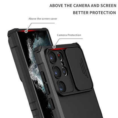 For Samsung Galaxy S23 Ultra 5G Stereoscopic Holder Sliding Camshield Phone Case(Black) - Galaxy S23 Ultra 5G Cases by buy2fix | Online Shopping UK | buy2fix
