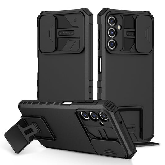 For Samsung Galaxy A14 5G Stereoscopic Holder Sliding Camshield Phone Case(Black) by buy2fix