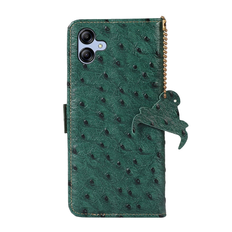 For Samsung Galaxy A04e Ostrich Pattern Genuine Leather RFID Phone Case(Green) by buy2fix