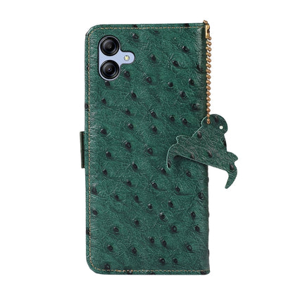 For Samsung Galaxy A04e Ostrich Pattern Genuine Leather RFID Phone Case(Green) by buy2fix