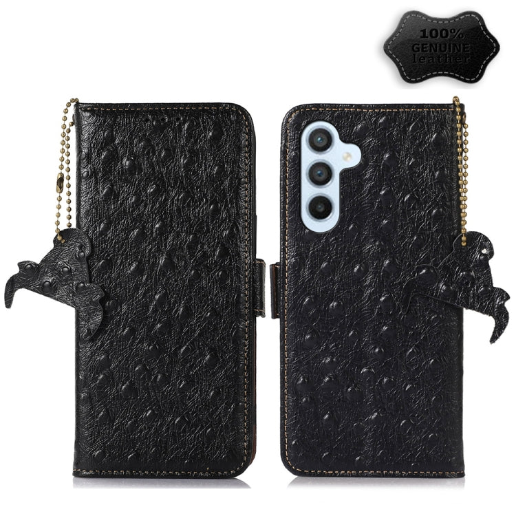 For Samsung Galaxy A54 5G Ostrich Pattern Genuine Leather RFID Phone Case(Black) by buy2fix