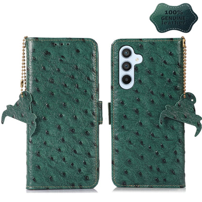 For Samsung Galaxy A54 5G Ostrich Pattern Genuine Leather RFID Phone Case(Green) by buy2fix