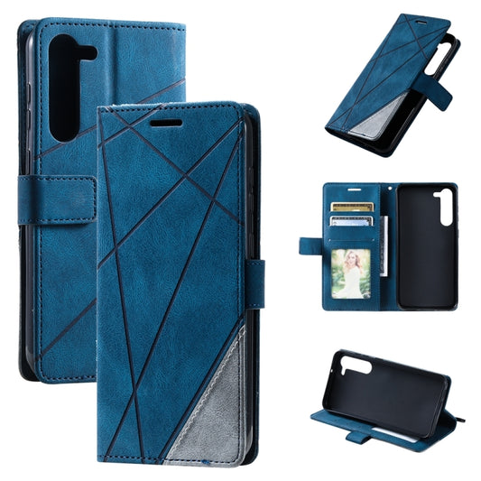 For Samsung Galaxy S23+ 5G Skin Feel Splicing Leather Phone Case(Blue) - Galaxy S23+ 5G Cases by buy2fix | Online Shopping UK | buy2fix