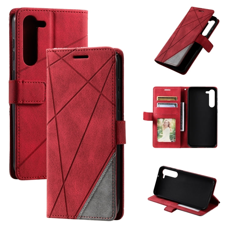 For Samsung Galaxy S23+ 5G Skin Feel Splicing Leather Phone Case(Red) - Galaxy S23+ 5G Cases by buy2fix | Online Shopping UK | buy2fix