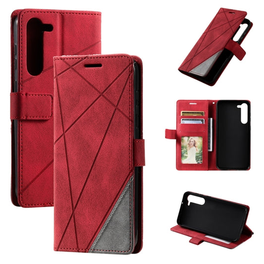 For Samsung Galaxy S23+ 5G Skin Feel Splicing Leather Phone Case(Red) - Galaxy S23+ 5G Cases by buy2fix | Online Shopping UK | buy2fix