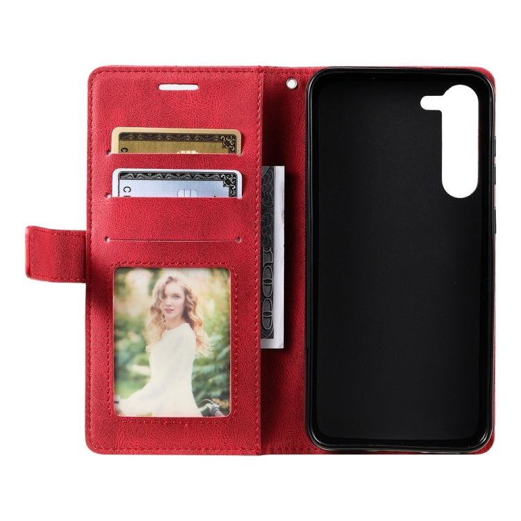For Samsung Galaxy S23+ 5G Skin Feel Splicing Leather Phone Case(Red) - Galaxy S23+ 5G Cases by buy2fix | Online Shopping UK | buy2fix