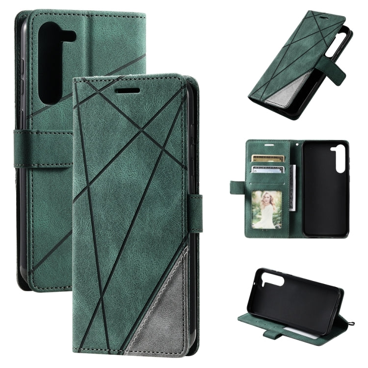 For Samsung Galaxy S23+ 5G Skin Feel Splicing Leather Phone Case(Green) - Galaxy S23+ 5G Cases by buy2fix | Online Shopping UK | buy2fix