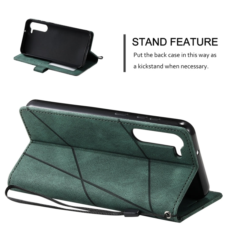 For Samsung Galaxy S23+ 5G Skin Feel Splicing Leather Phone Case(Green) - Galaxy S23+ 5G Cases by buy2fix | Online Shopping UK | buy2fix