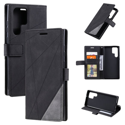 For Samsung Galaxy S23 Ultra 5G Skin Feel Splicing Leather Phone Case(Black) - Galaxy S23 Ultra 5G Cases by buy2fix | Online Shopping UK | buy2fix