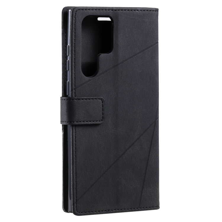 For Samsung Galaxy S23 Ultra 5G Skin Feel Splicing Leather Phone Case(Black) - Galaxy S23 Ultra 5G Cases by buy2fix | Online Shopping UK | buy2fix