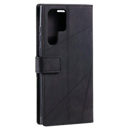 For Samsung Galaxy S23 Ultra 5G Skin Feel Splicing Leather Phone Case(Black) - Galaxy S23 Ultra 5G Cases by buy2fix | Online Shopping UK | buy2fix